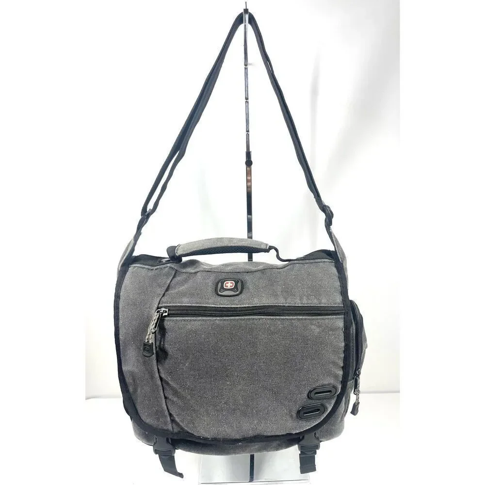 SwissGear Zinc Canvas Gray 14” Laptop Messenger Bag Shoulder Bag Top Handle